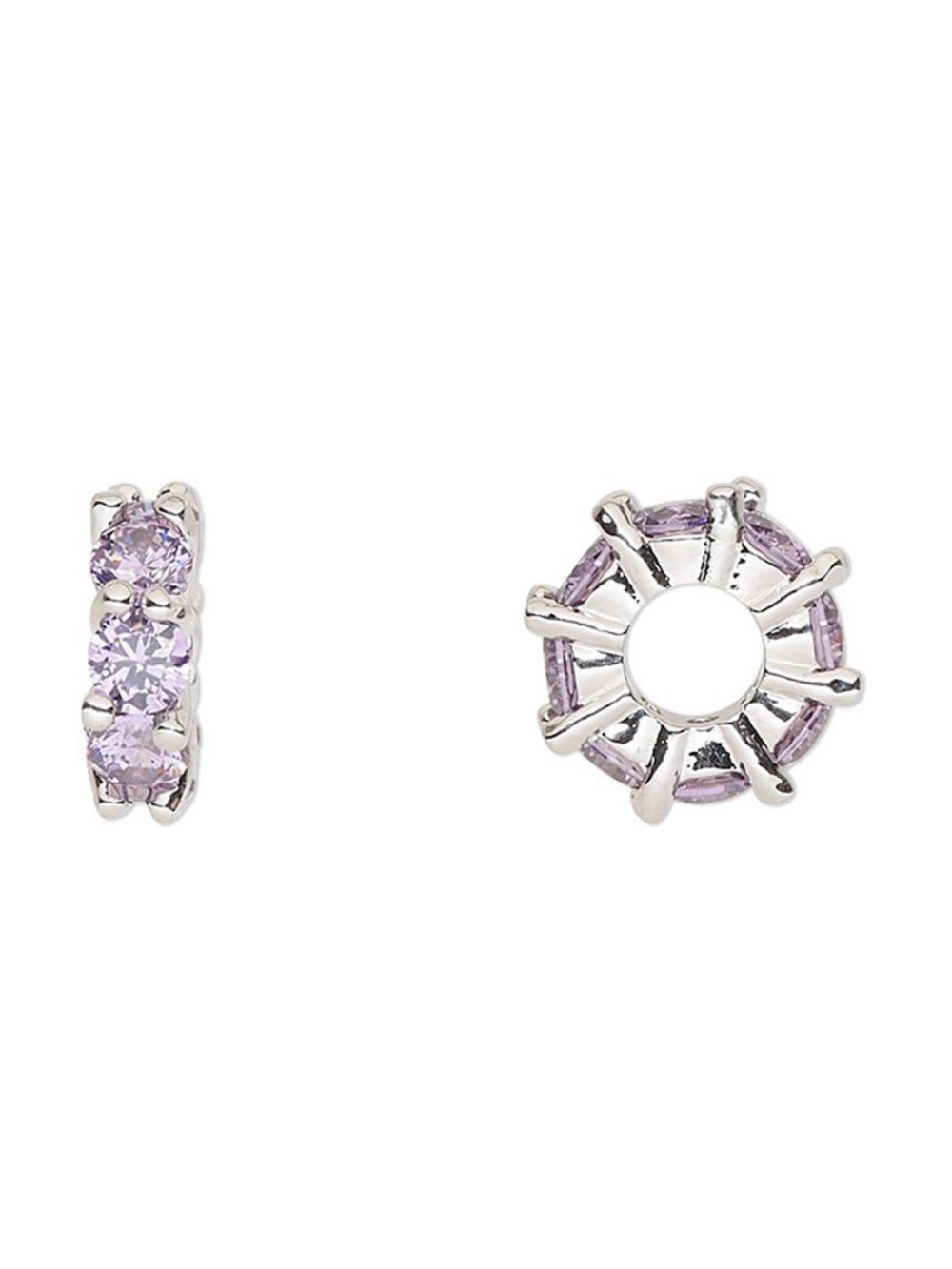CZ Rondelle Charm Silver Plated Spacer 10.5x3.5mm Bracelet or Necklace Accent